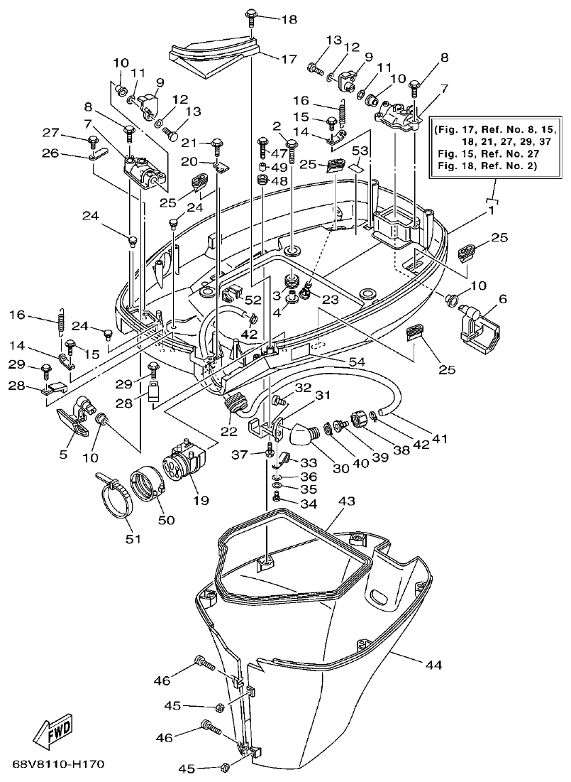 Yamaha 20 BOTTOM COWLING parts diagram